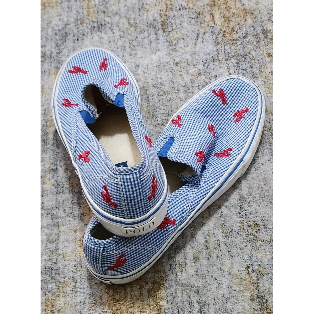 Polo Ralph Lauren Men's Mytton Blue Canvas Lobster Slip-on Sneaker Size 9.5D